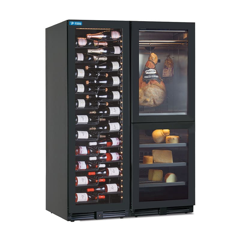 Cantina vini doppiatemperatura da 116 bottiglie temp. +2&deg;C a +20&deg;C e vetrina espositiva per carne/salumi temp. da 0&deg;C a +20&deg;C