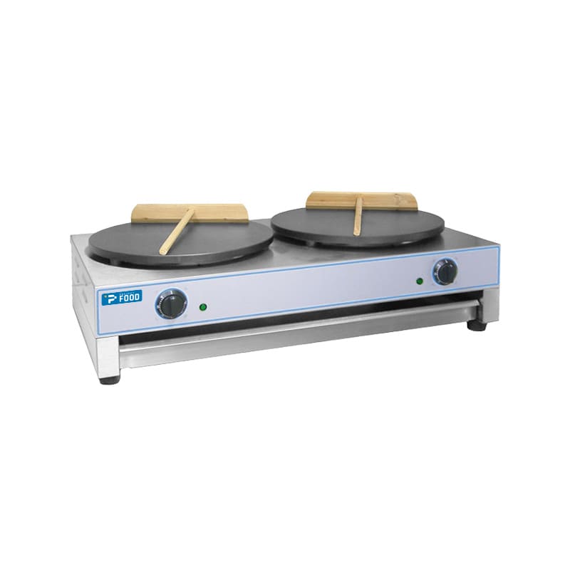 Crepiera elettrica da banco doppia con piani cottura &Oslash; 40 cm - potenza 3000 + 3000 watt
