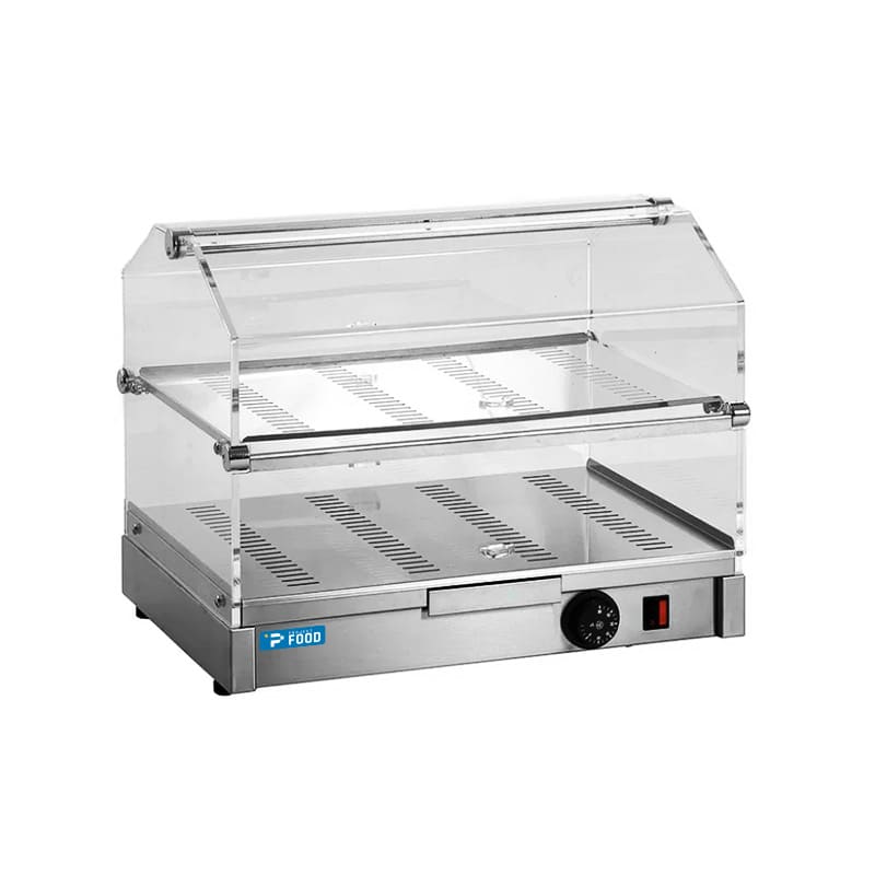 Vetrina riscaldata easy da banco L 50 cm con 2 ripiani