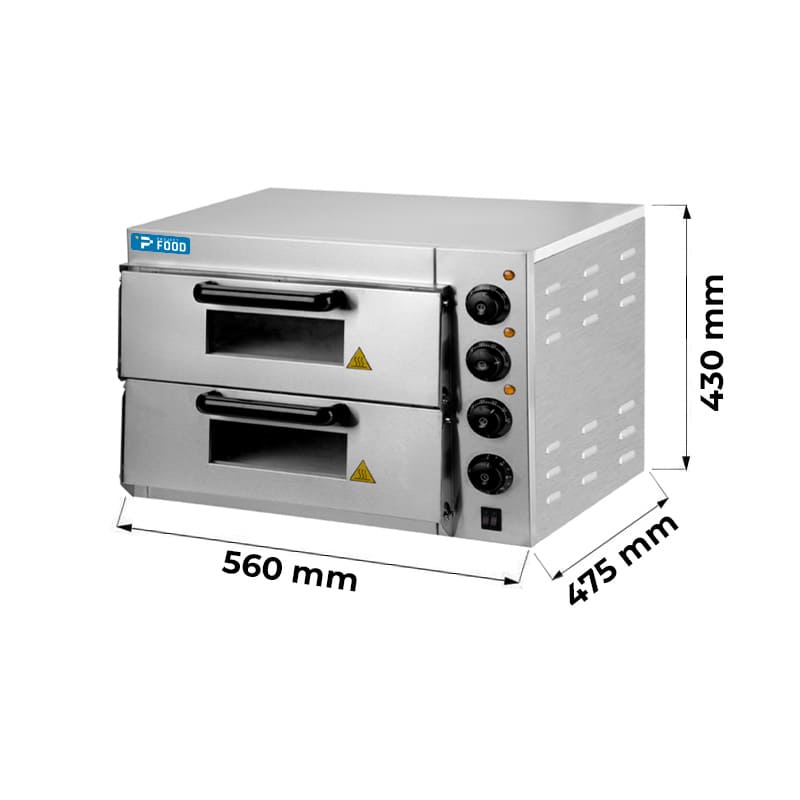 Fornetto pizza elettrico doppia camera con porta vetro per 1+1 pizza &Oslash; 30 cm