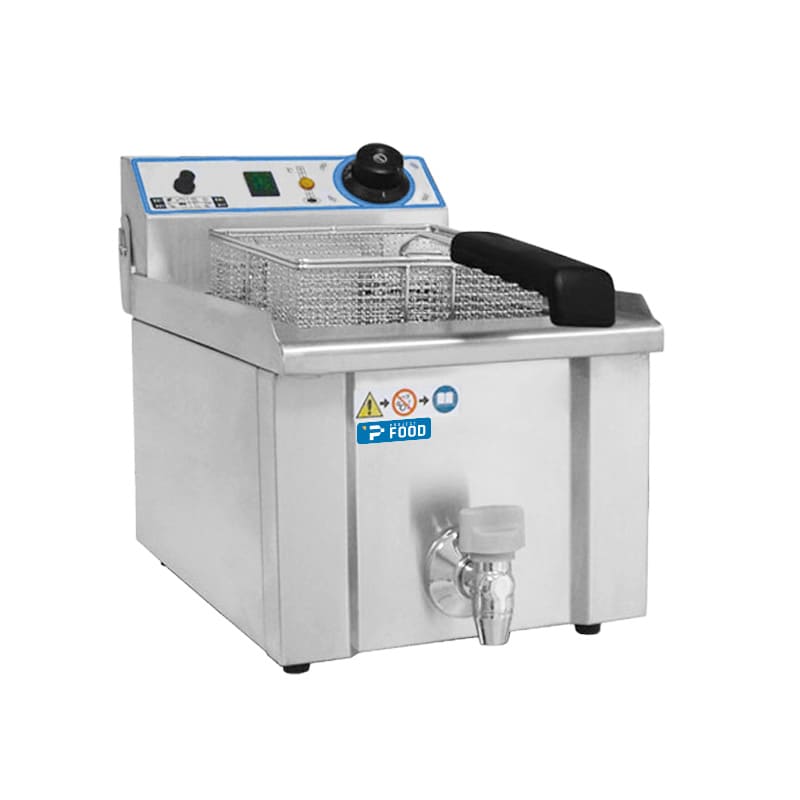 Friggitrice elettrica da banco con n&deg; 1 vasca da 13 lt e rubinetto - potenza 5000 watt