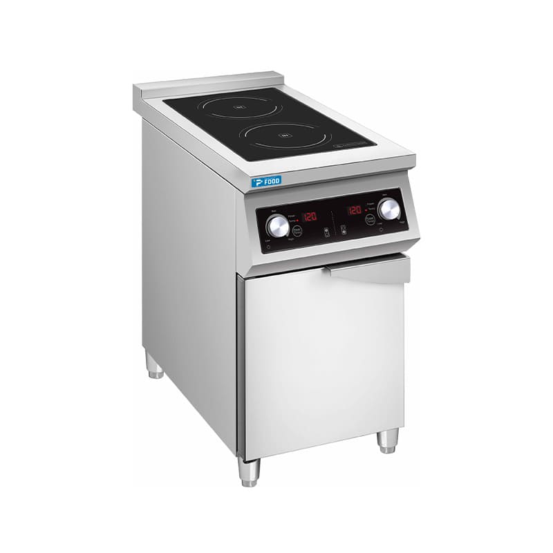 Piastra ad induzione trifase a 2 zone superficie induttive &Oslash; da 16 a 30 cm - potenza 5000 + 5000 watt