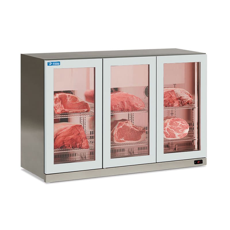Pensile refrigerato inox per carne con 3 porte battenti, altezza 85 cm - temp da -2&deg;C a +10&deg;C