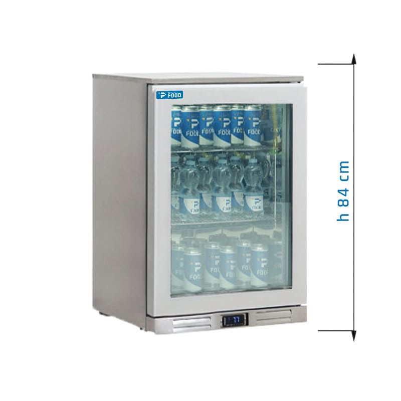 Frigo da banco/retrobanco per bibite inox con 1 porta battenti, altezza 84 cm - temp da -2&deg;C a +10&deg;C