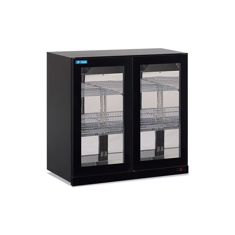 Pensile refrigerato nero con 2 porte battenti, altezza 85 cm - temp da -2&deg;C a +10&deg;C
