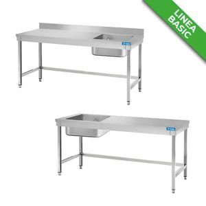 TAVOLI INOX CON LAVELLO SENZA RIPIANO