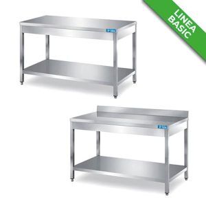 TAVOLI INOX CON RIPIANO DI FONDO