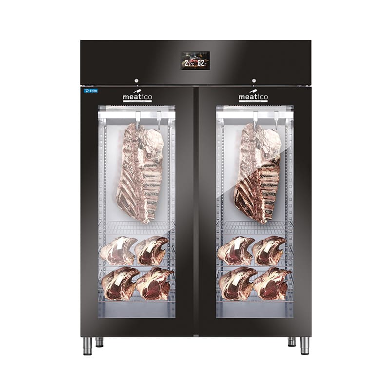 Armadio per frollatura carne 1365 lt finitura nero total black con 2 porte vetro