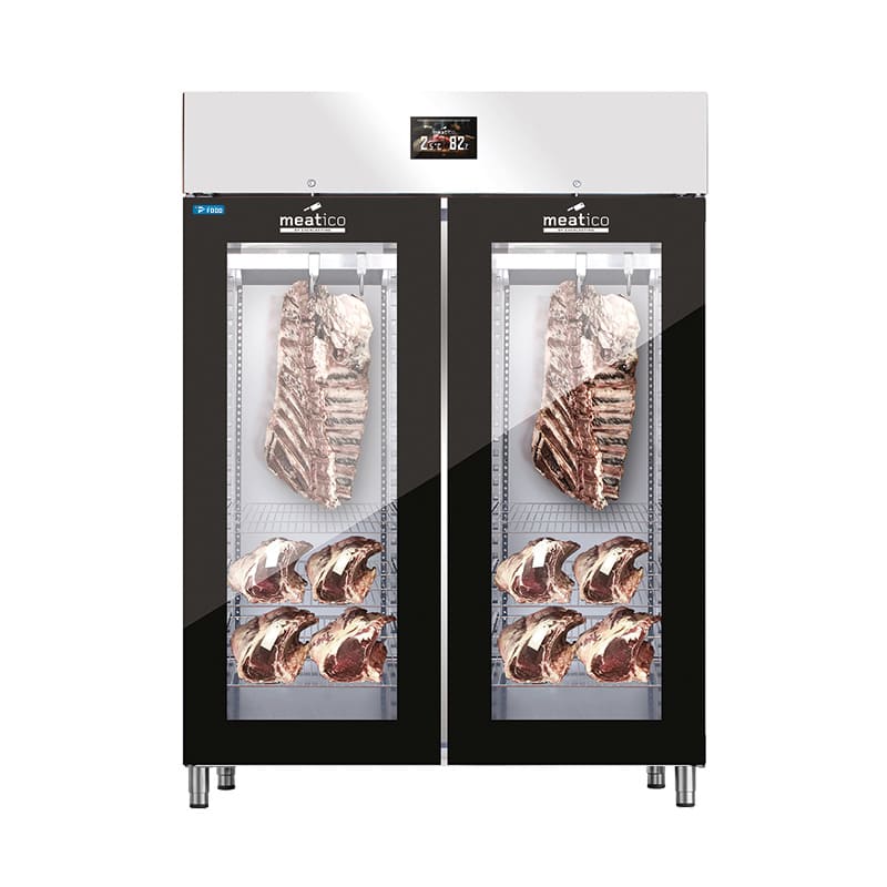 Armadio per frollatura carne 1365 lt con 2 porte full glass nero serigrafato