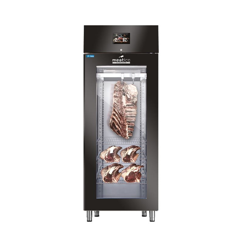 Armadio per frollatura carne 625 lt finitura nero total black con porta vetro