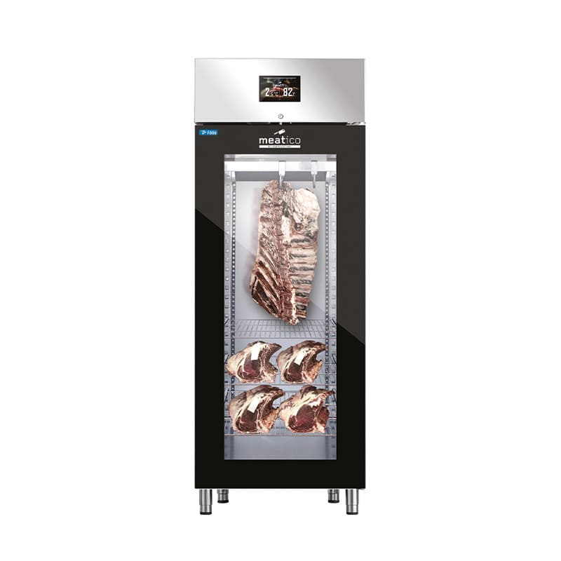 Armadio per frollatura carne 625 lt con porta full glass nero serigrafato