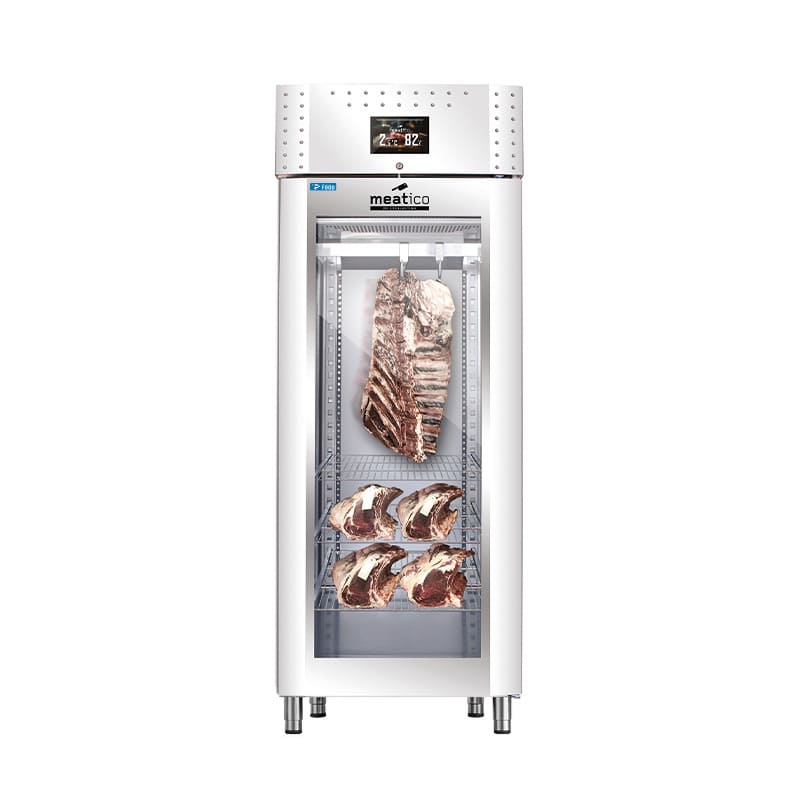 Armadio per frollatura carne 625 lt finitura inox lucido a specchio con porta vetro