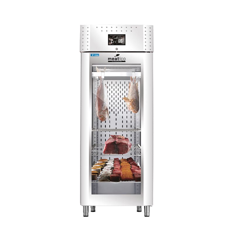 Armadio per frollatura pesce 625 lt con porta full glass nero serigrafato
