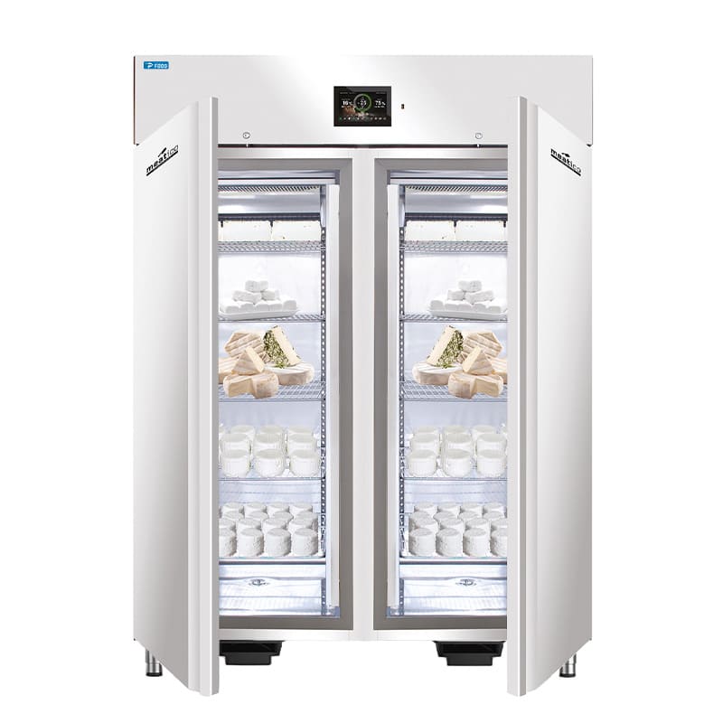 Armadio stagionatore 1365 lt per formaggi con 2 porte inox AISI 304 finitura S.Brite