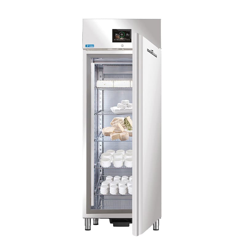 Armadio stagionatore 625 lt per formaggi con porta inox AISI 304 finitura S.Brite