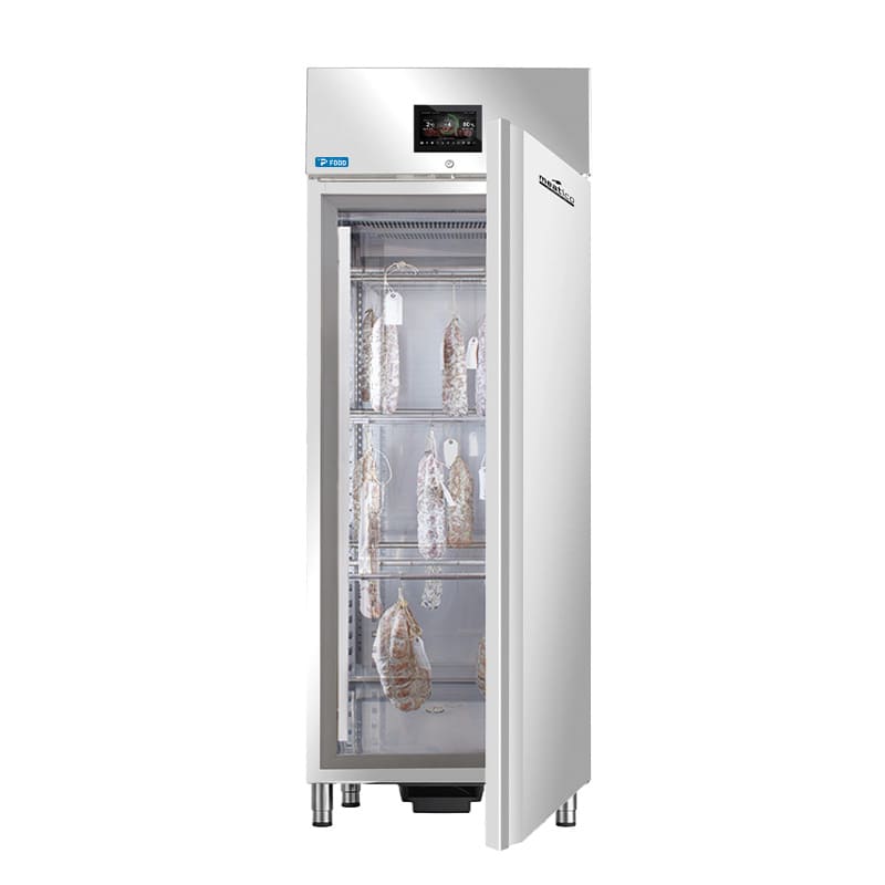 Armadio stagionatore 625 lt per salumi con porta inox AISI 304 finitura S.Brite