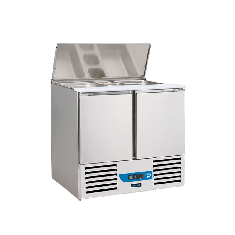 Saladette a refrigerazione statica con n&deg;2 porte e coperchio - temp da +2&deg;C a +8&deg;C