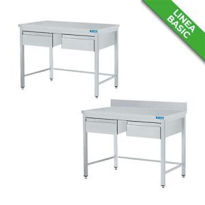 TAVOLI INOX CON CASSETTI ORIZZONTALI