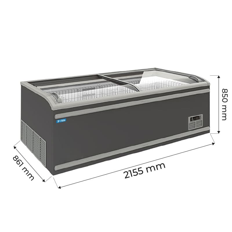 Isola supermercato statica con sbrinamento automatico e temp da -18&deg;C a -24&deg;C - capacit&agrave; 800 lt