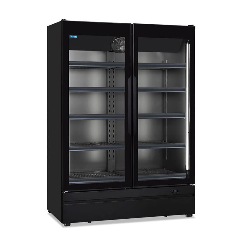 Frigo murale nero ventilato L 125 cm con porte battenti e temp da 0&deg;C a +10&deg;C - serie RM