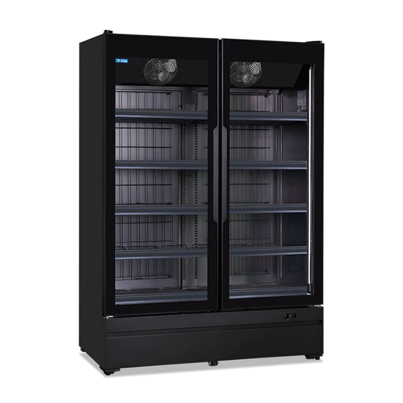 Frigo murale nero ventilato L 137 cm con porte battenti e temp da -18&deg;C a -22&deg;C - serie RM