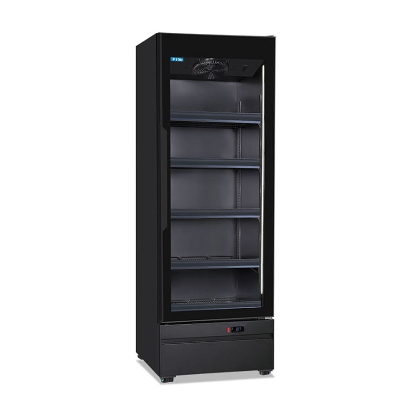Frigo murale nero ventilato L 70 cm con porta battente e temp da 0&deg;C a +10&deg;C - serie RM