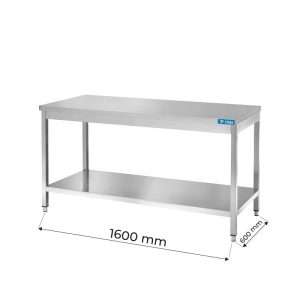 Tavolo aperto in acciaio inox con ripiano senza alzatina L1600xP600xH850 mm